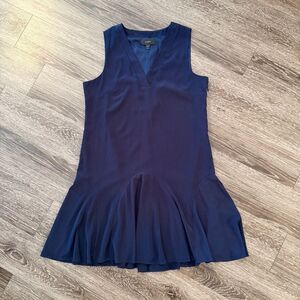 J. Crew Navy Sleeveless V Neck Flounce Drop Dress